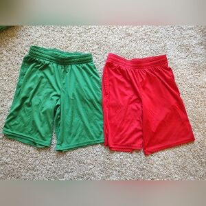 Cat & Jack Boys Pull-On Athletic Shorts Set of Two in Red and Green Sz L.